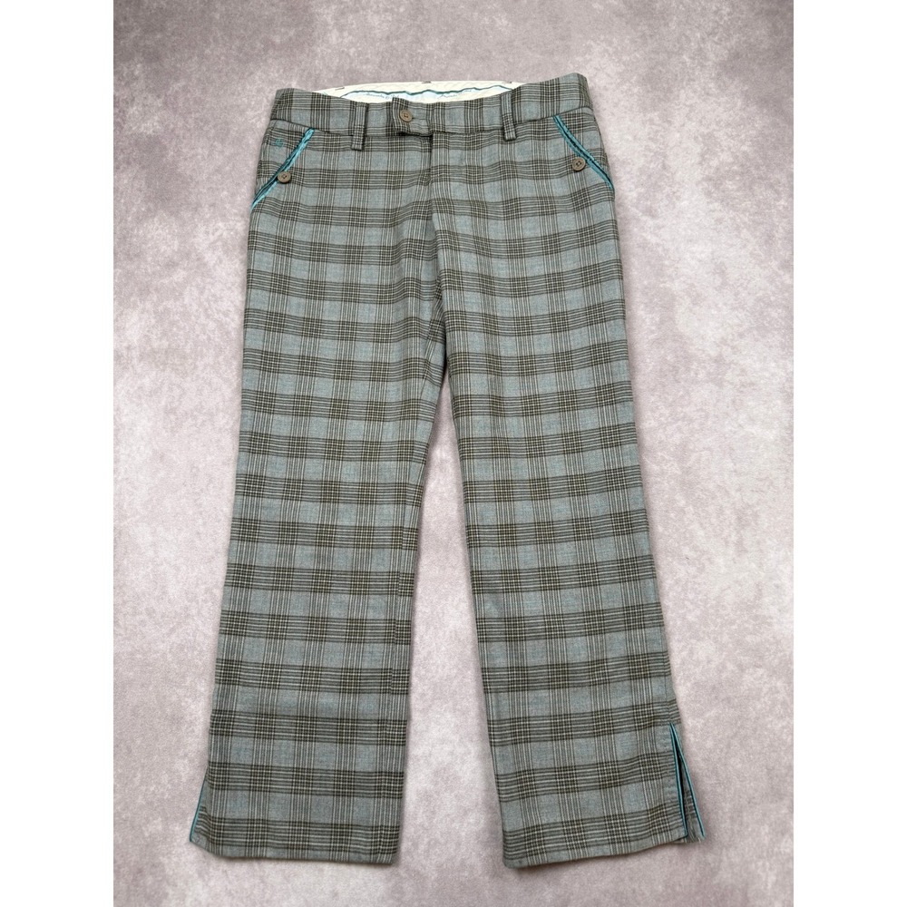 VTG Abercrombie Fitch Plaid Wool Blend Stretch Crop Pant Women 0 Gray Y2K Preppy